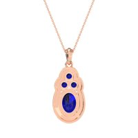 Oval Halo Three-Stone Necklace