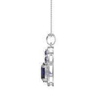 Oval Halo Three-Stone Necklace