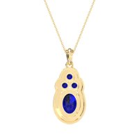 Oval Halo Three-Stone Necklace