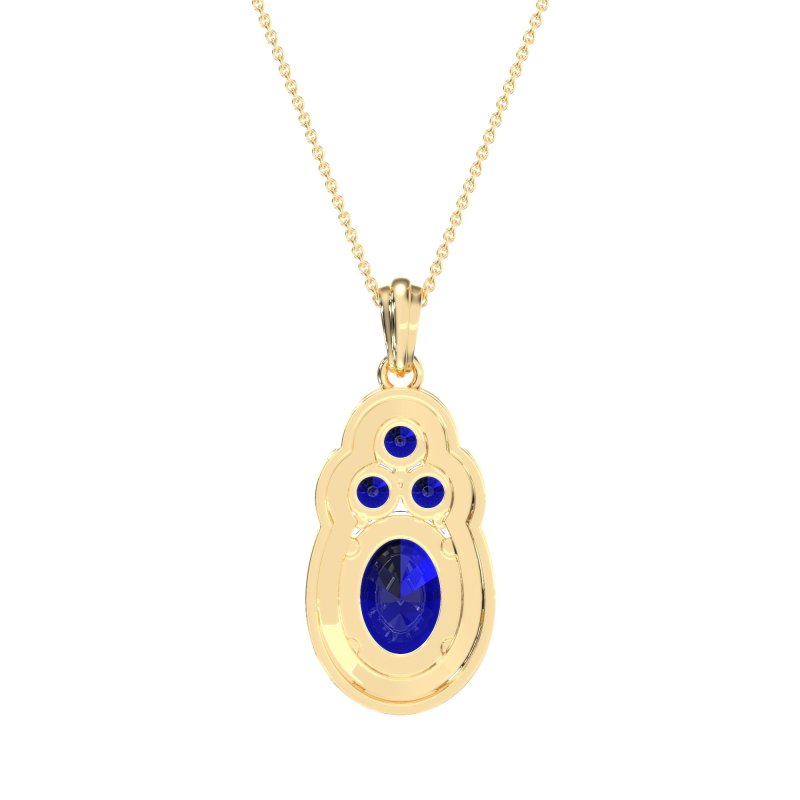 Oval Halo Three-Stone Necklace