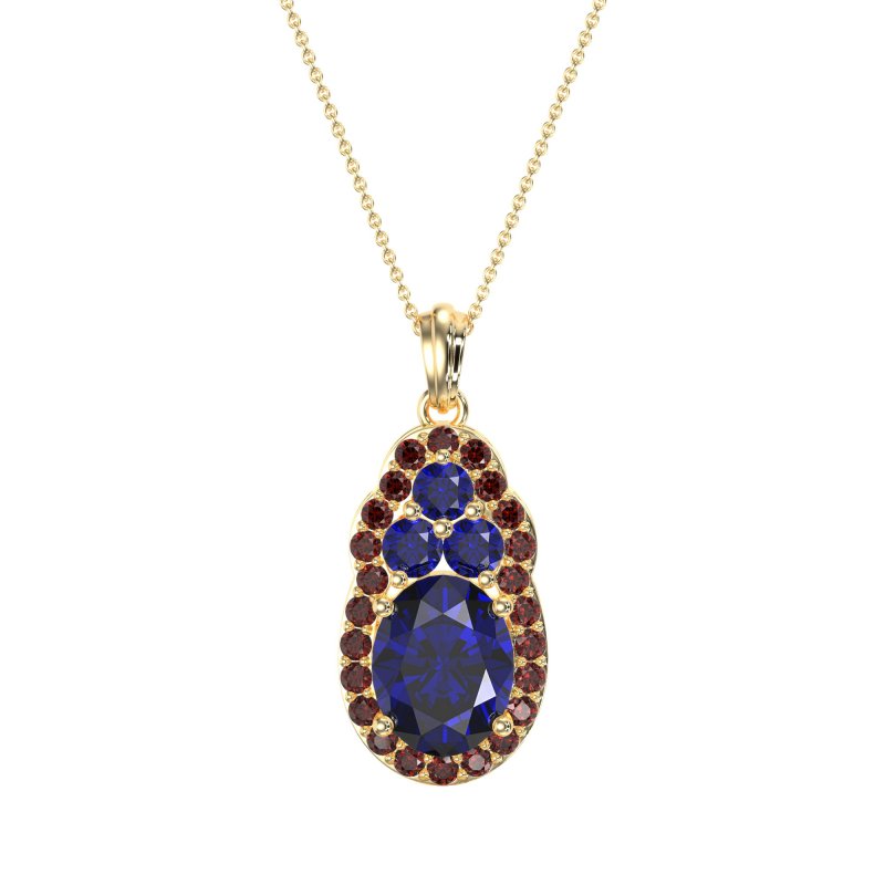 Oval Halo Three-Stone Necklace