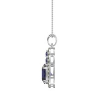 Oval Halo Three-Stone Necklace