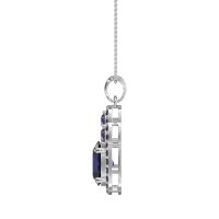 Oval Halo Three-Stone Necklace