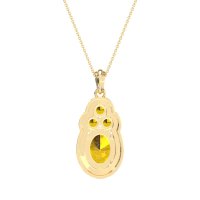 Oval Halo Three-Stone Necklace