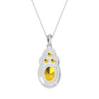 Oval Halo Three-Stone Necklace