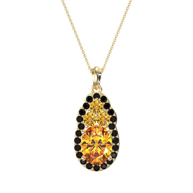 Oval Halo Three-Stone Necklace