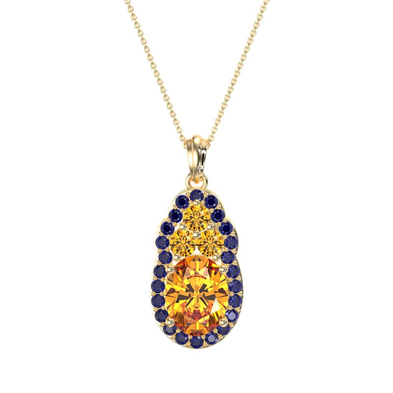 Oval Halo Three-Stone Necklace