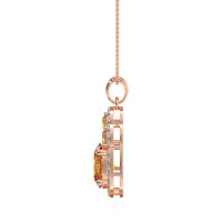 Oval Halo Three-Stone Necklace