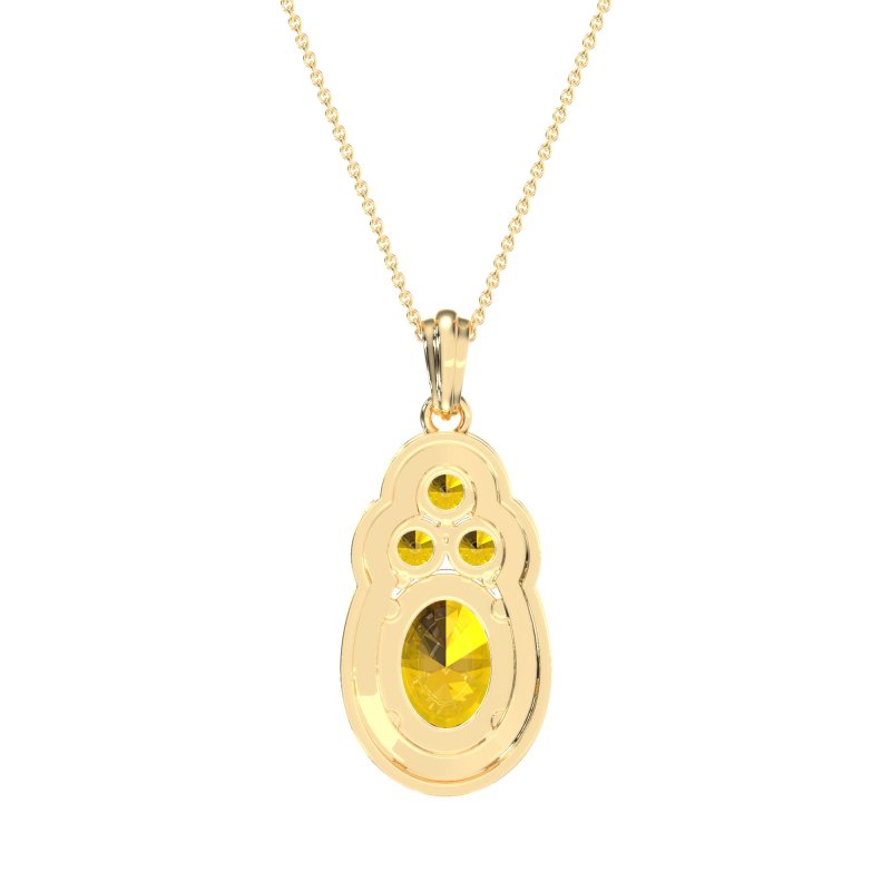 Oval Halo Three-Stone Necklace