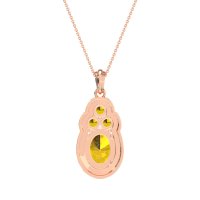 Oval Halo Three-Stone Necklace