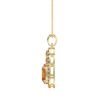 Oval Halo Three-Stone Necklace