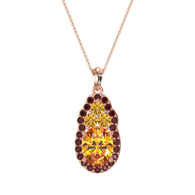 Oval Halo Three-Stone Necklace
