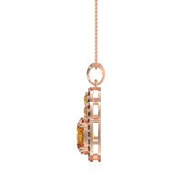 Oval Halo Three-Stone Necklace