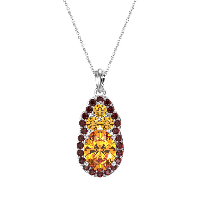 Oval Halo Three-Stone Necklace