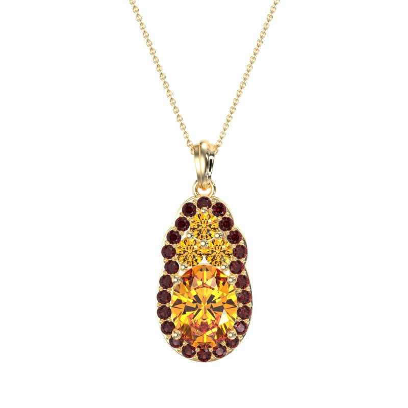 Oval Halo Three-Stone Necklace