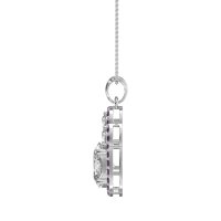 Oval Halo Three-Stone Necklace