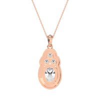 Oval Halo Three-Stone Necklace
