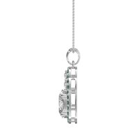 Oval Halo Three-Stone Necklace