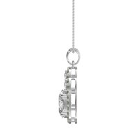 Oval Halo Three-Stone Necklace