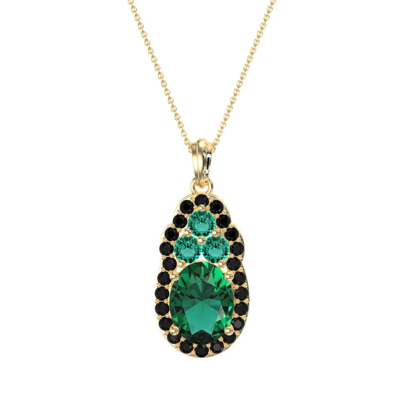 Oval Halo Three-Stone Necklace