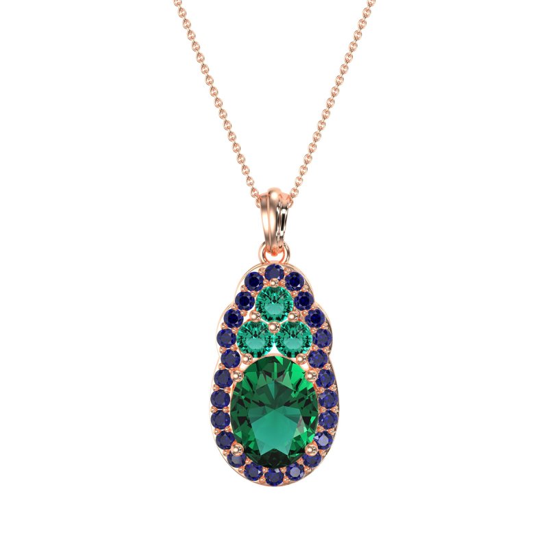 Oval Halo Three-Stone Necklace