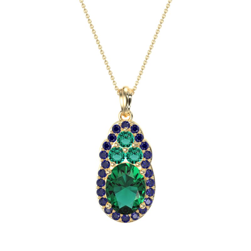 Oval Halo Three-Stone Necklace