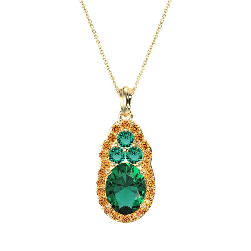 Oval Halo Three-Stone Necklace