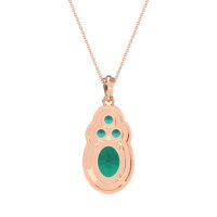 Oval Halo Three-Stone Necklace