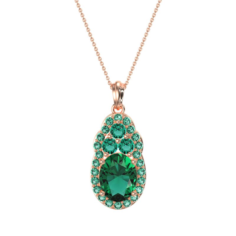 Oval Halo Three-Stone Necklace