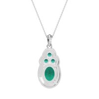 Oval Halo Three-Stone Necklace