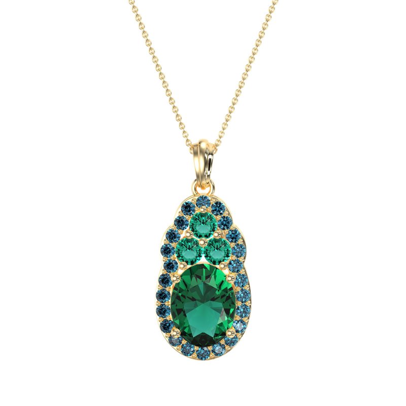 Oval Halo Three-Stone Necklace