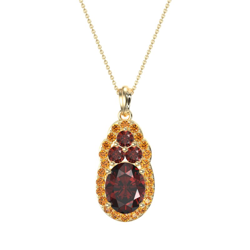 Oval Halo Three-Stone Necklace