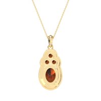 Oval Halo Three-Stone Necklace