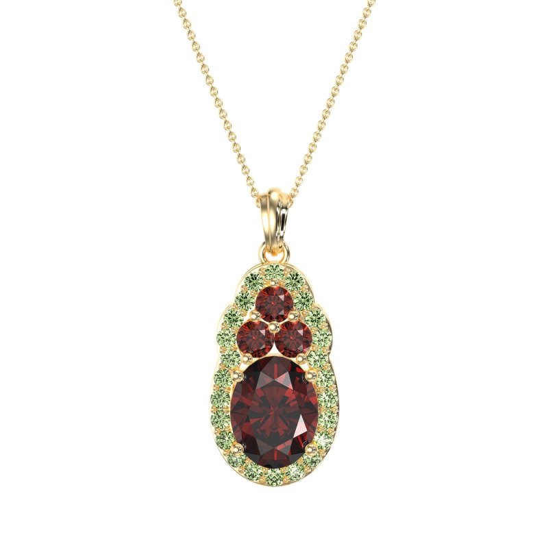 Oval Halo Three-Stone Necklace