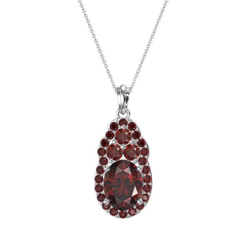 Oval Halo Three-Stone Necklace