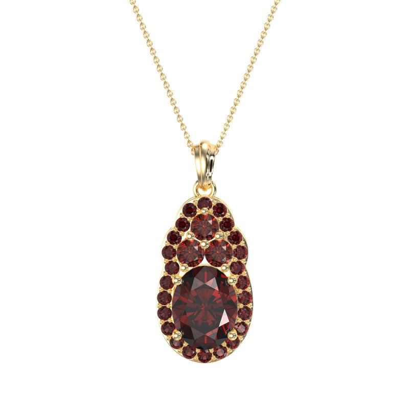 Oval Halo Three-Stone Necklace