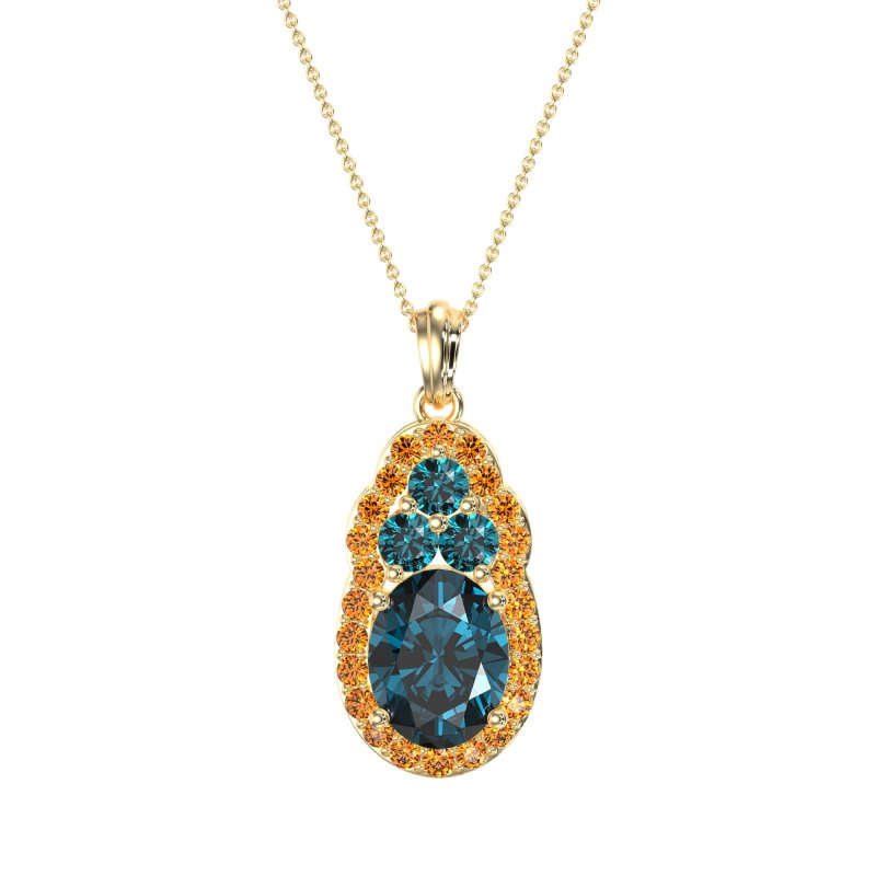 Oval Halo Three-Stone Necklace