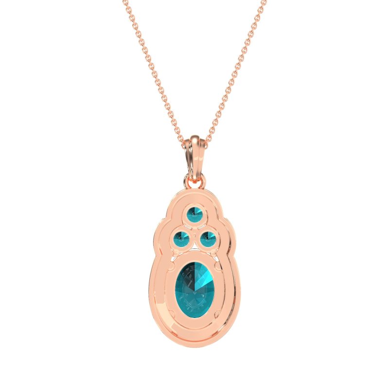 Oval Halo Three-Stone Necklace