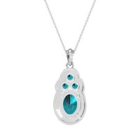 Oval Halo Three-Stone Necklace