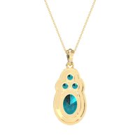 Oval Halo Three-Stone Necklace