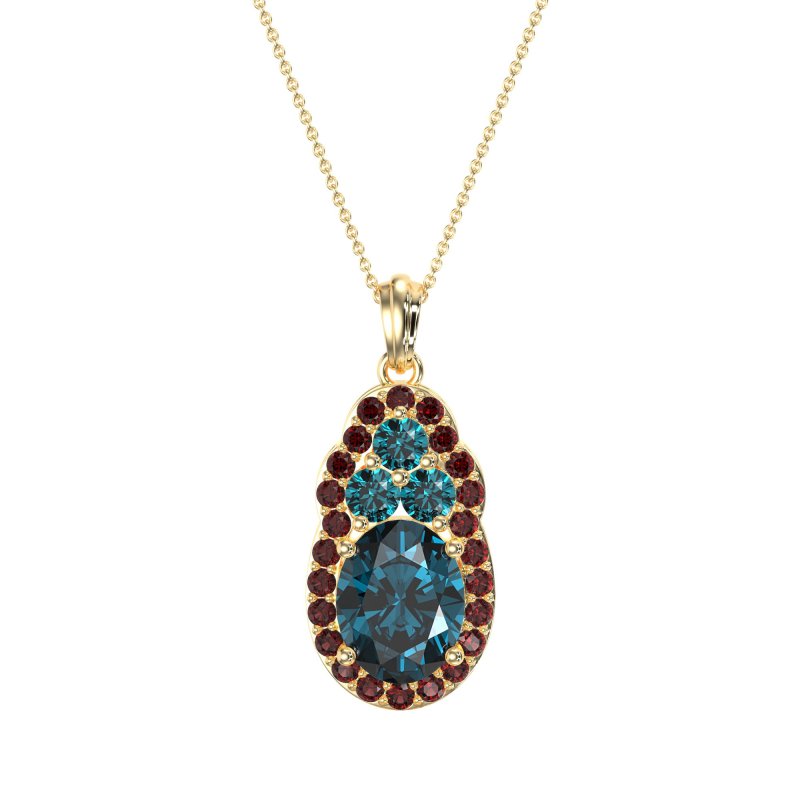 Oval Halo Three-Stone Necklace