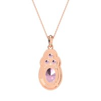 Oval Halo Three-Stone Necklace