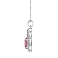Oval Halo Three-Stone Necklace