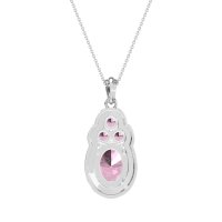 Oval Halo Three-Stone Necklace