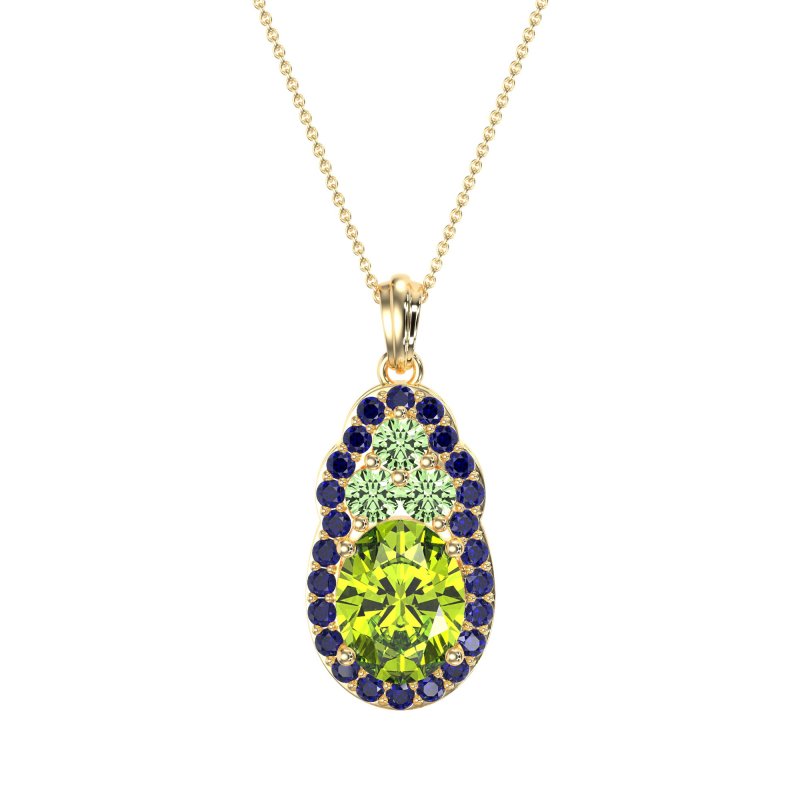 Oval Halo Three-Stone Necklace