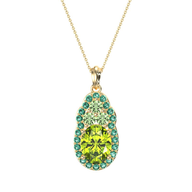 Oval Halo Three-Stone Necklace