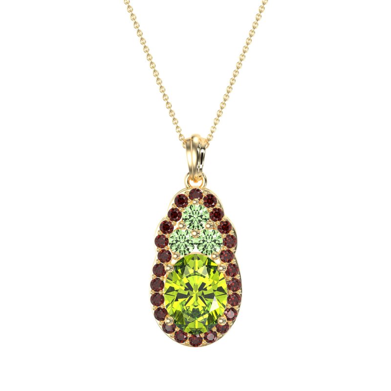 Oval Halo Three-Stone Necklace