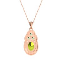 Oval Halo Three-Stone Necklace