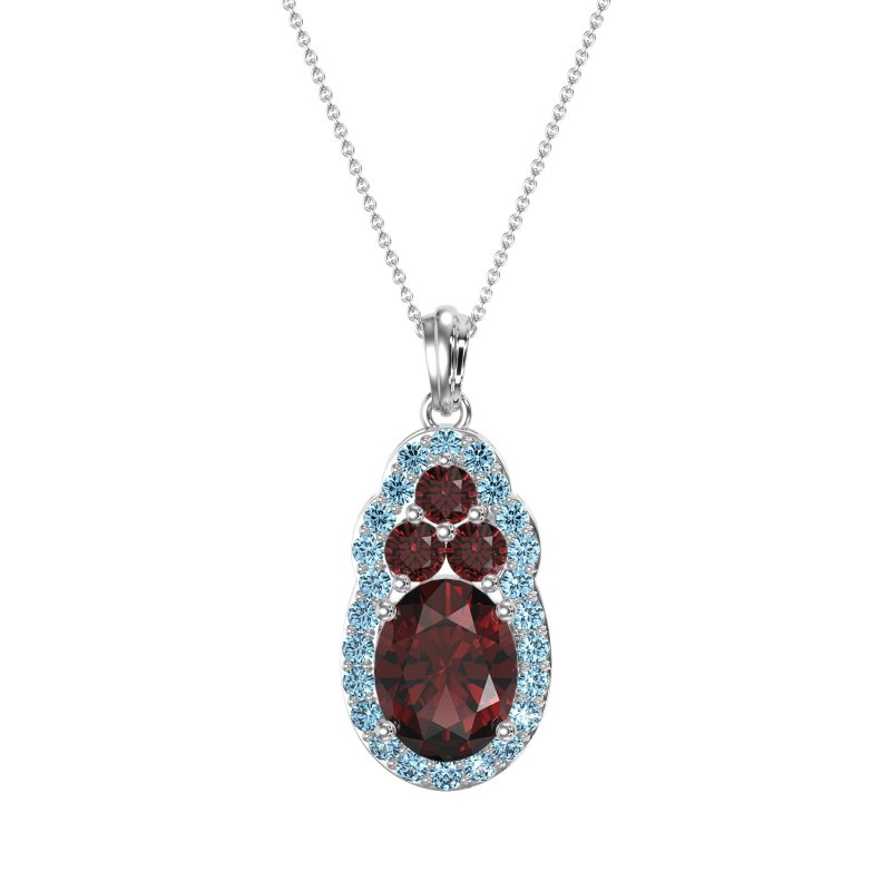 Oval Halo Three-Stone Necklace