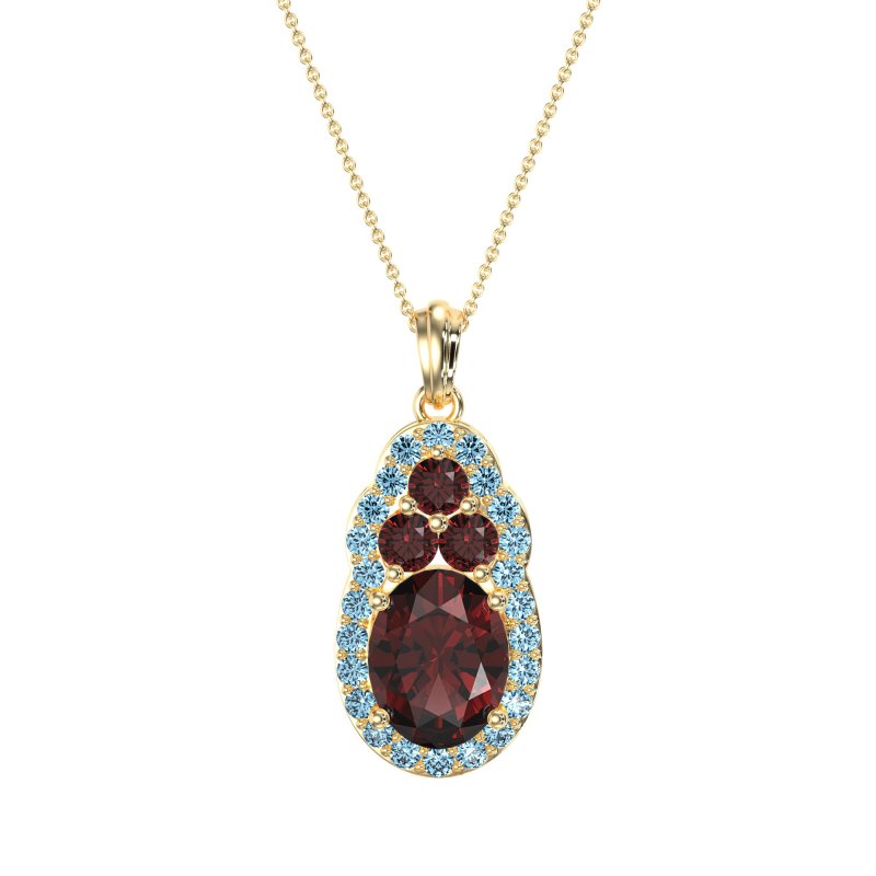 Oval Halo Three-Stone Necklace
